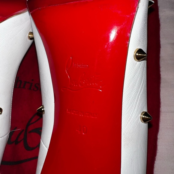 Christian Louboutin White Leather Degraspike Embellished Spiked Stiletto Heel 40 - Picture 7 of 12
